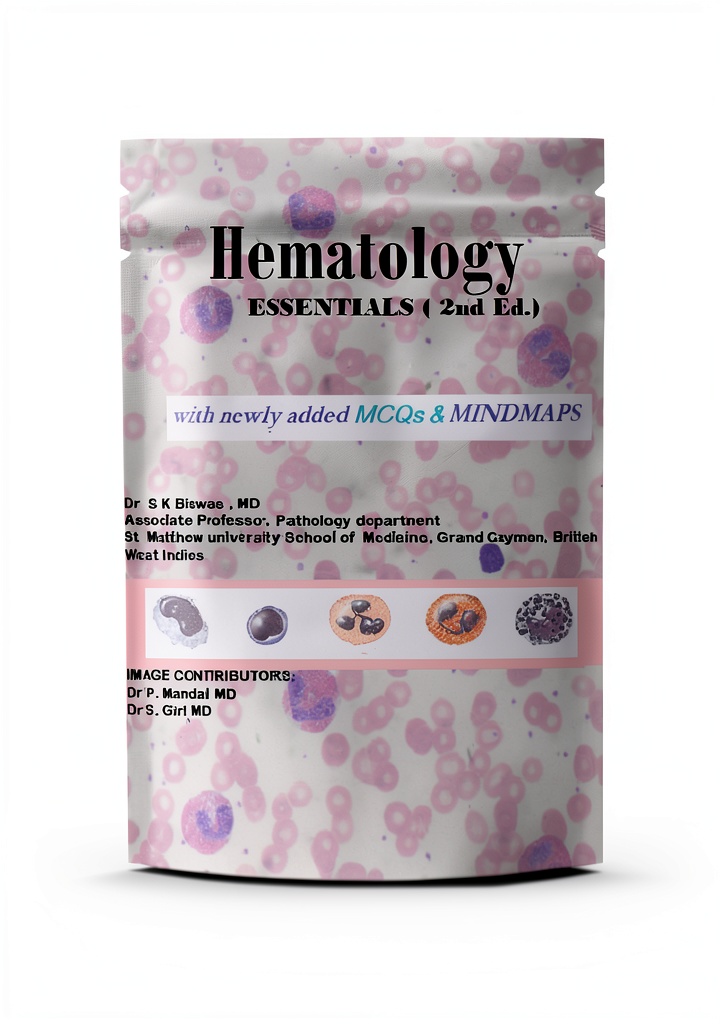 Hematology Kindle book open on a tablet showing detailed medical diagrams