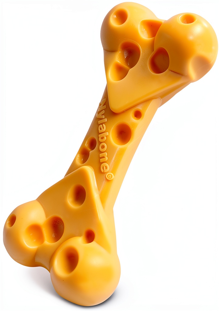 Nylabone Chew Toy with treat pockets on a grassy background