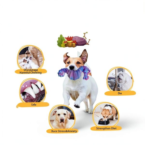 Jeefome Dog Chew Toy Tough Squeaky Seahorse Large Breed-5