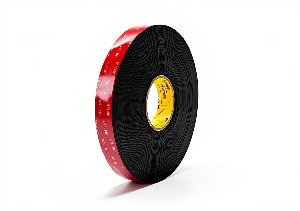 'TapeCase foam tape applied to a metal surface in an industrial setting'