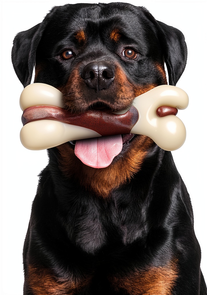 Tikaton nylon dog chew toy in bone shape on a grassy background