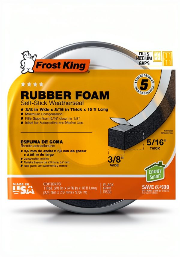 Frost King 3/8" x 5/16" Black Foam Tape 10 ft Weather Resistant Shock-0